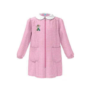 Grembiule Asilo Bimba con Zip Lunga e Ricamo Ballerina