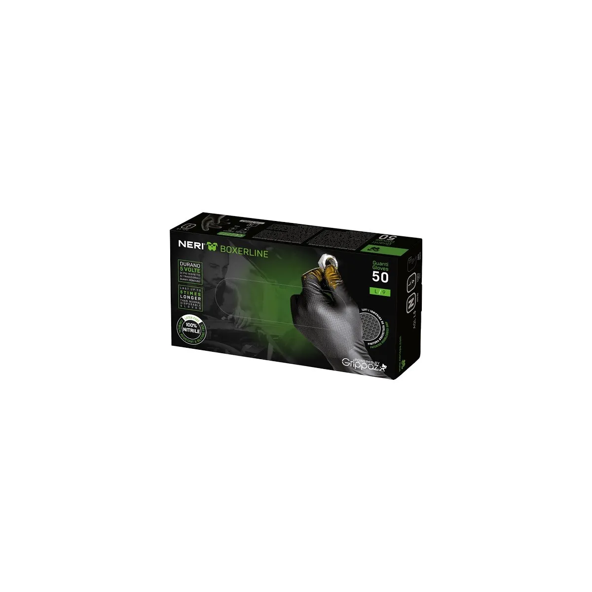 Guanti in Nitrile Neri con Grip Grease Monkey (Conf 50 Pz) | Codice 393040